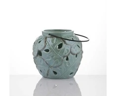 Myhome Keraminis žibintas Tropic 13 x 13 x 12,2 cm žalia MANO NAMAI