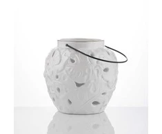Myhome Keraminis žibintas Tropic 15,5 x 15,5 x 15,3 cm baltas MANO NAMAI