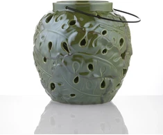 Myhome Keraminis žibintas Tropic 18 x 18 x 18 cm žalia MANO NAMAI