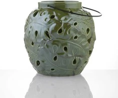 Myhome Keraminis žibintas Tropic 18 x 18 x 18 cm žalia MANO NAMAI