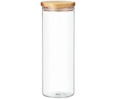 Stiklinis maisto laikymo indelis AMBITION NORDIC, su bambukiniu dangteliu, 1,8 l