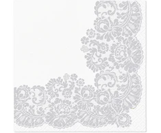 Paw Lacy Frame Sidabrinės popierinės servetėlės 33 x 33 cm 20 vnt