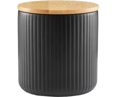 Keraminis maisto laikymo indelis AMBITION CURLY, su bambukiniu dangt., juodos sp., 0.6 L