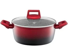 Puodas aluminiowy su dangteliu Ombre Raudona 24 cm 4,3 l AMBITION