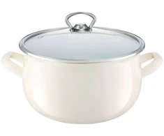 Puodas emaliowany Garden su dangteliu 18 cm / 3,1 l kreminė AMBITION