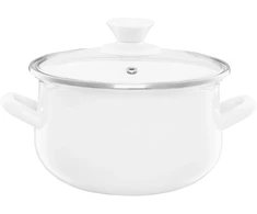 Puodas emaliowany su dangteliu Pyza kreminė 22 cm 5 l EMALIA OLKUSZ