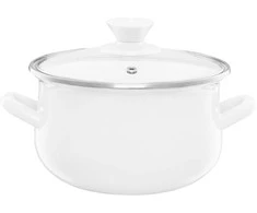 Puodas emaliowany su dangteliu Pyza kreminė 22 cm 5 l EMALIA OLKUSZ