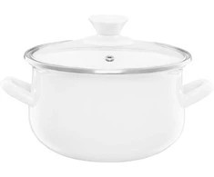Puodas emaliowany su dangteliu Pyza kreminė 16 cm 2 l EMALIA OLKUSZ