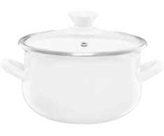35066 Puodas emaliowany su dangteliu Pyza kreminė 14 cm 1,25 l EMALIA OLKUSZ