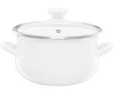 35066 Puodas emaliowany su dangteliu Pyza kreminė 14 cm 1,25 l EMALIA OLKUSZ