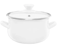 Puodas emaliowany su dangteliu Pyza kreminė 16 cm 2 l EMALIA OLKUSZ