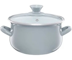 Puodas emaliowany su dangteliu Pyza pilka 14 cm 1,25 l EMALIA OLKUSZ