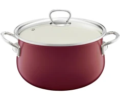 Puodas emaliowany su pokrywą Pyza 16 cm bordinė EMALIA OLKUSZ
