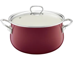 Puodas emaliowany su pokrywą Pyza 18 cm bordinė EMALIA OLKUSZ