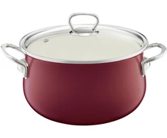 Puodas emaliowany su pokrywą Pyza 22 cm bordinė EMALIA OLKUSZ