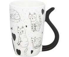 Puodelis Juodas Cat Ambition 370ml baltas