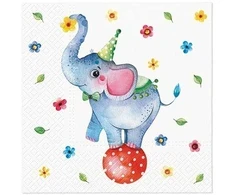 Paw Circus Elephant popierinės servetėlės 33 x 33 cm 20 vnt