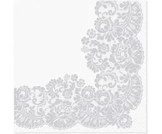 Paw Lacy Frame Sidabrinės popierinės servetėlės 33 x 33 cm 20 vnt
