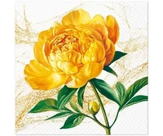 „Peony Blossom“ popierinės servetėlės, geltonojo bijūno spalvos, 33 x 33 cm, 20 vnt., PAW