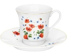 Domotti Puodeliai porcelianiniai 6 vnt komplektas 220 ml POPPIES Ambition 42463