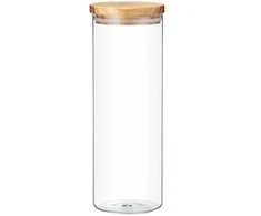 Stiklinis maisto laikymo indelis AMBITION NORDIC, su bambukiniu dangteliu, 1,8 l