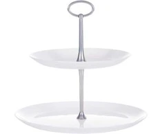 Padėklas stiklinis 2 aukštų 25x25x23 cm baltos spalvos VALENCIA Ambition 10379