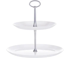 Padėklas stiklinis 2 aukštų 25x25x23 cm baltos spalvos VALENCIA Ambition 10379