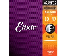 Elixir Stygos akustiniai gitarai Eliksyras 16002 Phosphor Bronze Nanoweb 0.010-0.047