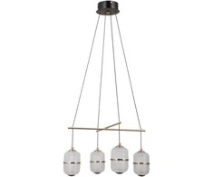 Lubinis šviestuvas 24W LED pakabinamas šviestuvas ALANI, juodos/aukso sp./skaidrus, 3000K