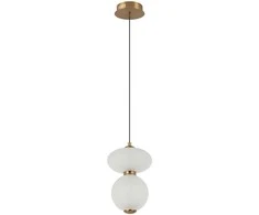 Lubinis šviestuvas 8W LED pakabinamas šviestuvas NICO, žalvario/baltos sp., 3000K