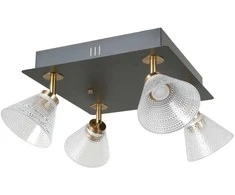 Lubinis šviestuvas 16W LED paviršinis šviestuvas ORELLA, juodos/aukso sp./skaidrus, 3000K