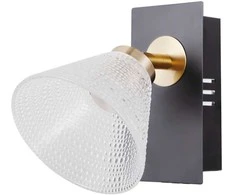 Lubinis šviestuvas 4W LED sieninis šviestuvas ORELLA, juodos/aukso sp./skaidrus, 3000K