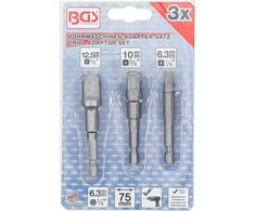 Grąžtas Bgs Technic Adapterių komplektas | 6.3 mm (1/4") antgalis | 6.3 mm (1/4") / 10 mm (3/8") / 12,5 mm (1/2") | 3 vnt. (9685)