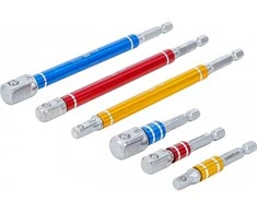 Bgs Technic Adapterių rinkinys | spalvoti | 6.3 mm (1/4") | 6.3 mm (1/4") / 10 mm (3/8") / 12,5 mm (1/2") | 75 - 150 mm | 6 vnt. (74424)