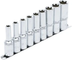 Bgs Technic Galvučių rinkinys E-Tipas | Ilgos | 12,5 mm (1/2") | E10 - E24 | 9 vnt. (2026)