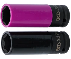 Bgs Technic Galvutės smūginės ilgos plonasienės | su plastikine apsauga | 12,5 mm (1/2") | 20.5 + 21.5 mm | 2 vnt (7329)