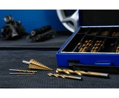 Grąžtas Bgs Technic Grąžtų ir pakopinės frezos rinkinys | HSS | titano nitridas | 1 - 10 mm | 119 vnt. (2009)