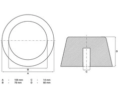 Bgs Technic Guminis padas | auto keltuvams | Ø 105 mm (7009)