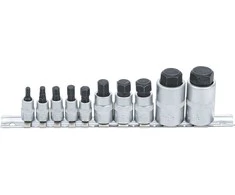 Bgs Technic Įpresuotų antgalių rinkinys | labai trumpi | hex šešiakampis 4 - 19 mm | 10 vnt. (5099)