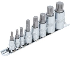 Bgs Technic Įpresuotų antgalių rinkinys | 6.3 mm (1/4") / 10 mm (3/8") / 12.5 mm (1/2") | Spline (XZN) | 8 vnt. (5105)