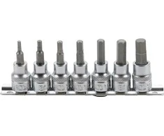 Bgs Technic Įpresuotų antgalių rinkinys | 10 mm (3/8") | Hex šešiakampis 1/8" - 3/8"| coliniai dydžiai | 7 vnt. (5104)