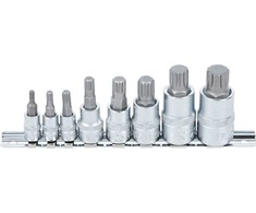 Bgs Technic Įpresuotų antgalių rinkinys | 6.3 mm (1/4") / 10 mm (3/8") / 12.5 mm (1/2") | Spline (XZN) | 8 vnt. (5105)