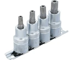 Bgs Technic Įpresuotų antgalių rinkinys | 12,5 mm (1/2") | T-Star su skyle (Torx) T40 - T55 | 4 vnt. (8885)