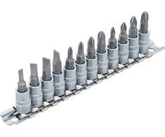 Bgs Technic Įpresuotų antgalių rinkinys | 6.3 mm (1/4") plokšti SL, kryžminiai PH / PZ | 12 vnt.. (2163)
