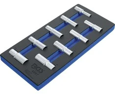 Bgs Technic Įrankių dėklas 1/3: Galvutės šešiakampės | 12,5 mm (1/2") | 10 - 24 mm | Ilgos | 9 vnt. (4057)