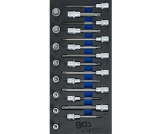 Bgs Technic Įrankių dėklas 1/3: Įpresuotų antgalių rinkinys | 12.5 mm (1/2") | Spline (XZN) | 22 vnt. (4118)