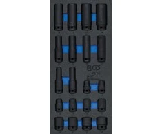 Bgs Technic Įrankių dėklas 1/3: smūginės galvutės šešiakampės | 12,5 mm (1/2") | 10–24 mm | 20 vnt. (4130)