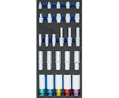 Bgs Technic Įrankių dėklas 1/3:galvutės | Šešiakampis, gylis 11 - 22 mm | E tipo E10 - E22 | 6,3 mm (1/4"), 10 mm (3/8"), 12,5 mm (1/2") | 26 vnt. (4147)