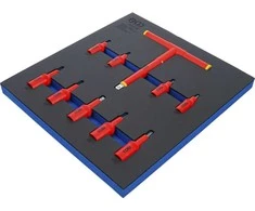 Bgs Technic Įrankių dėklas 2/3: VDE įpresuotų antgalių rinkinys | 10 mm (3/8") / 12,5 mm (1/2") Hex šešiakampis 4 - 10 mm | 10 vnt (70216)