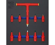 Bgs Technic Įrankių dėklas 2/3: VDE įpresuotų antgalių rinkinys | 10 mm (3/8") / 12,5 mm (1/2") Hex šešiakampis 4 - 10 mm | 10 vnt (70216)